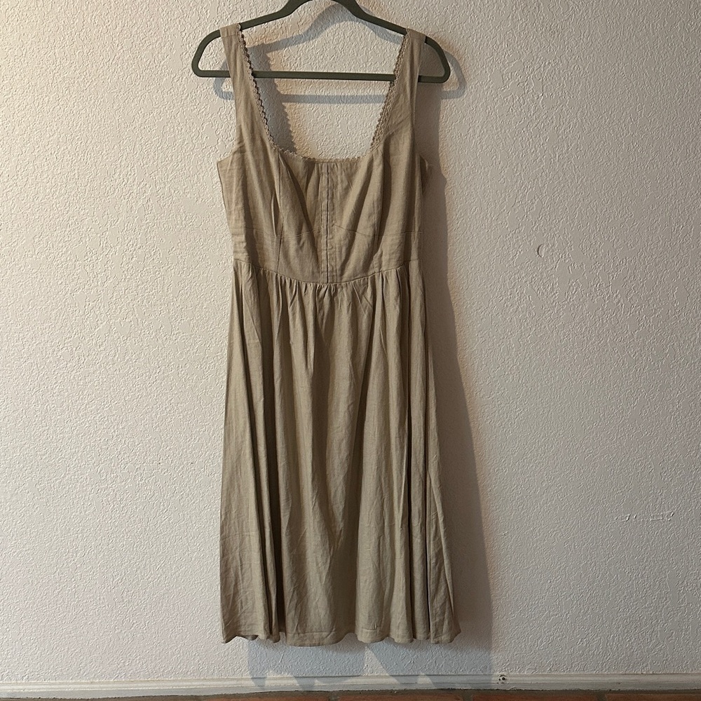 House of Harlow 1960 Taupe Corset Front Style Midi Dress